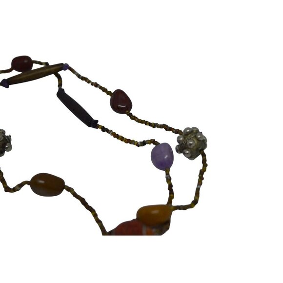 Boho Stone Beaded Earth Tone Necklace Manitee or Rope Length - Picture 9 of 10